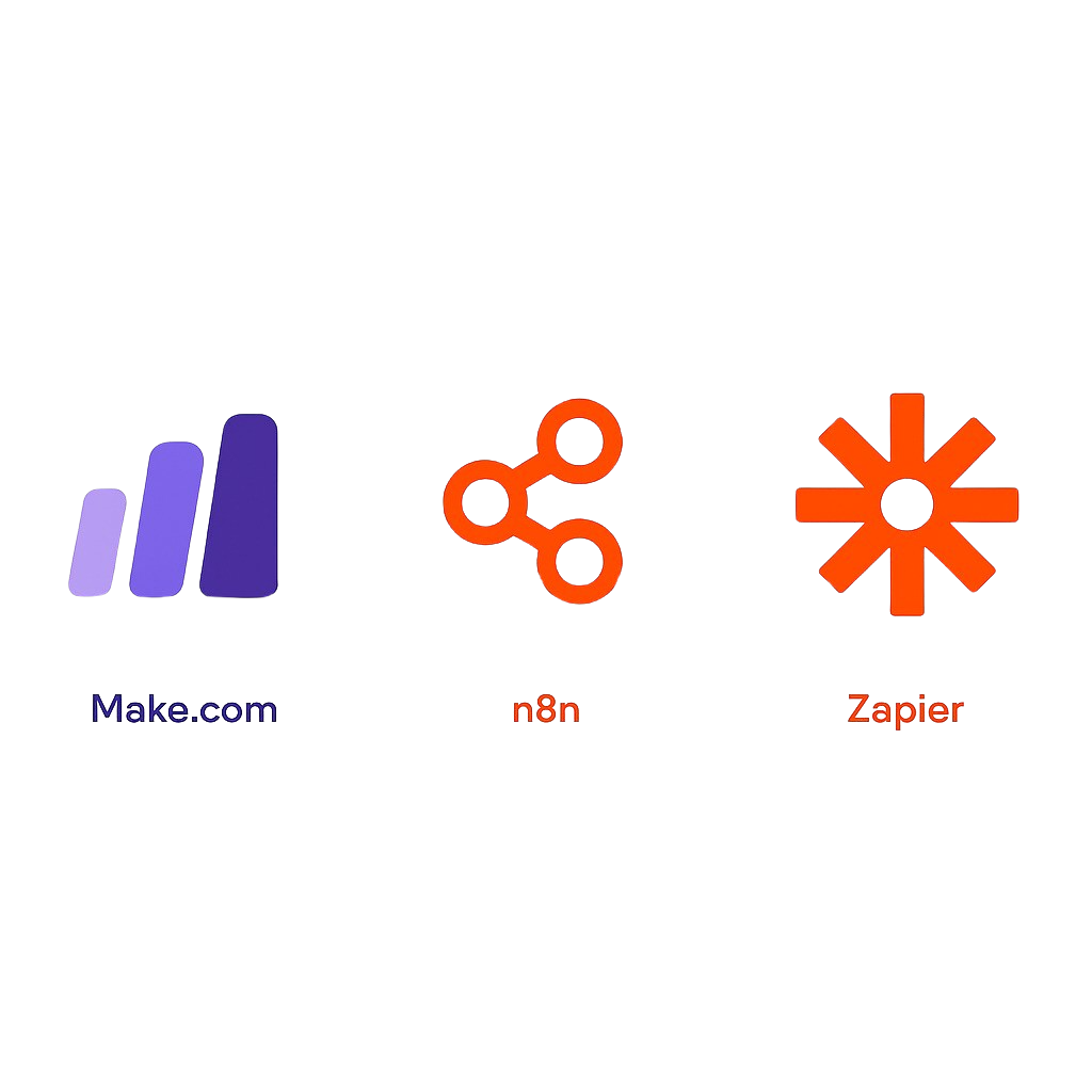 logos make.com, n8n, zapier